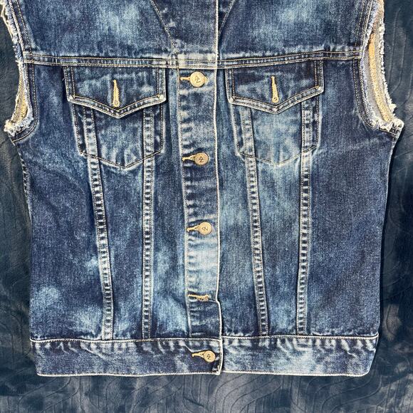 Vintage Y2K Arizona The Original Blue Denim Jean Trucker Vest Womans Size Small - Picture 2 of 4